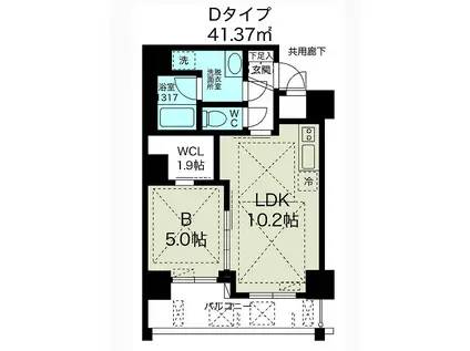 ノルデンハイム天神橋アドバンス(1LDK/8階)の間取り写真