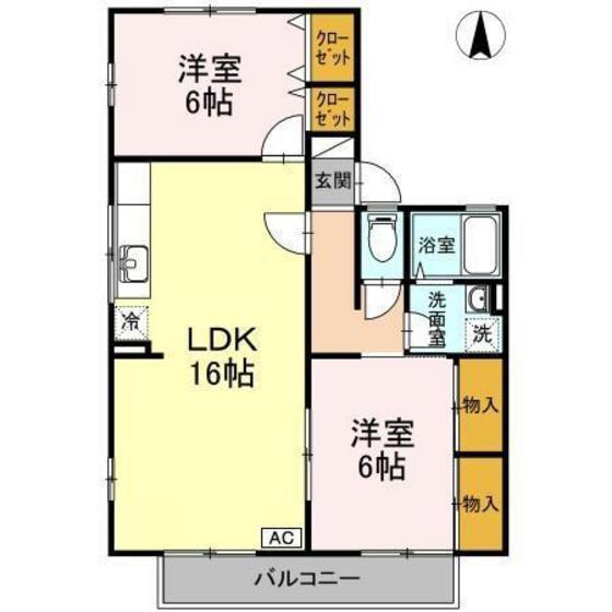 セジュール西田(2LDK/2階)の間取り写真