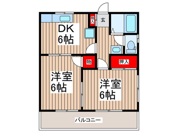 小川ハイツ(2DK/2階)の間取り写真