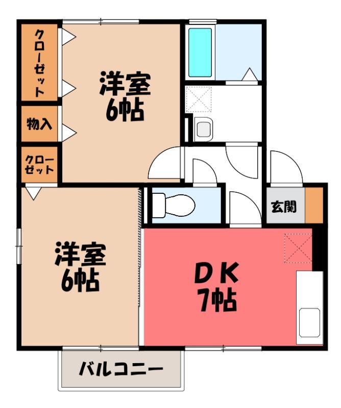 エスペランサ(2DK/1階)の間取り写真