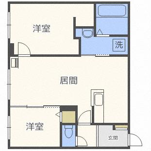 ラヴェーラ裏参道(2LDK/1階)の間取り写真