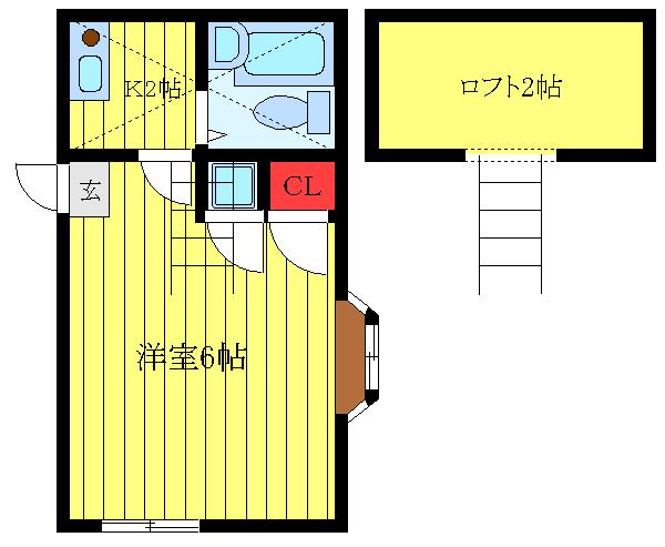 ブレセッド栄(1K/2階)の間取り写真