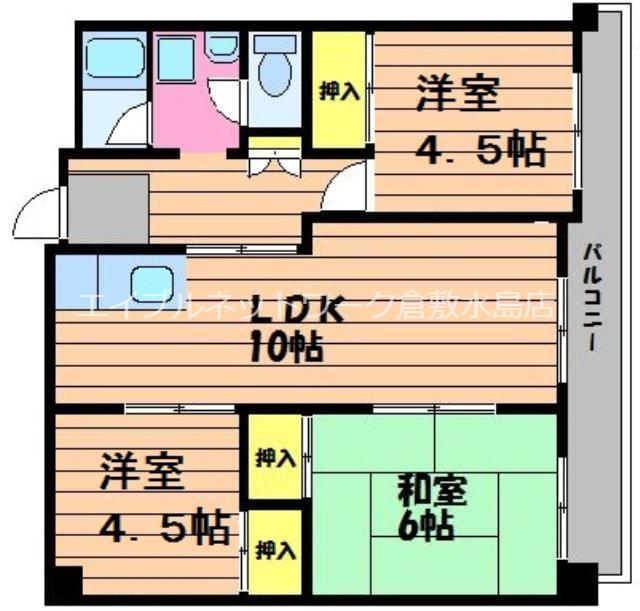 パルティーレ南倉敷(3DK/4階)の間取り写真