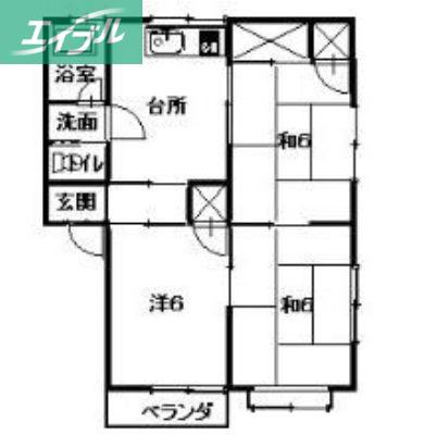 シャルマン西江(3DK/2階)の間取り写真