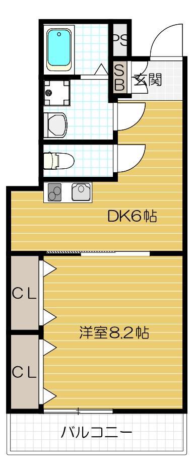 アベニール十三(1DK/2階)の間取り写真