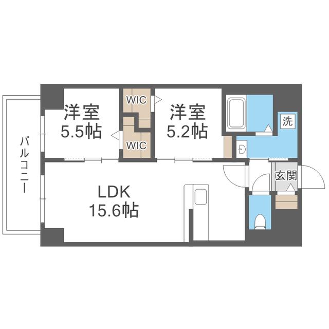 博多グランドレジデンス(2LDK/9階)の間取り写真