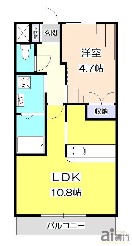 ルミエール(1LDK/2階)の間取り写真