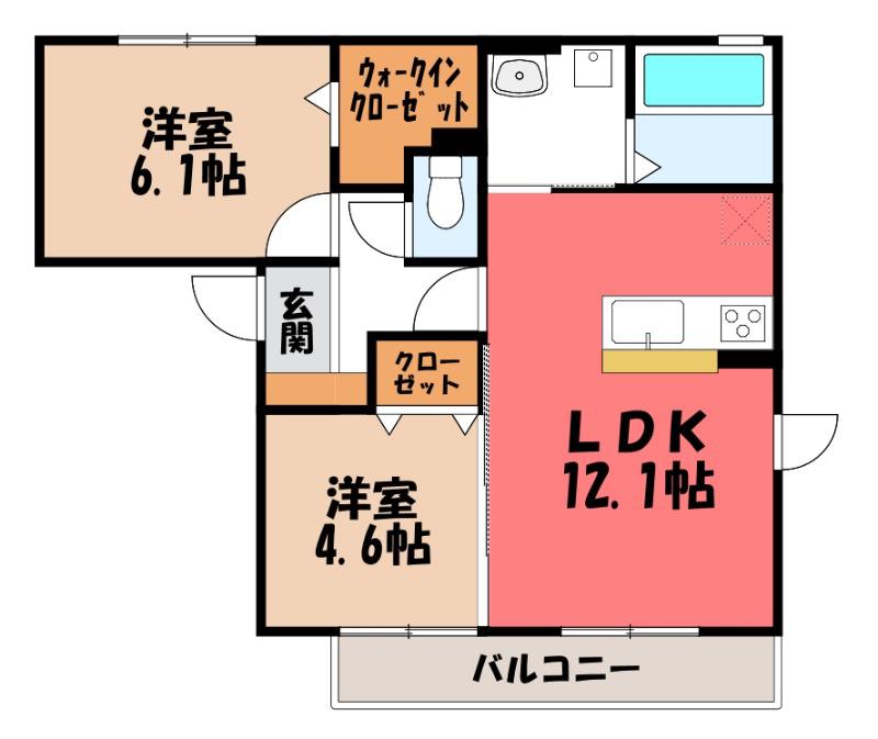 リオ グラシア B(2LDK/2階)の間取り写真