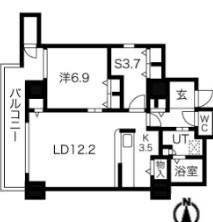 シティコート目黒4号棟 4(1SLDK/2階)の間取り写真