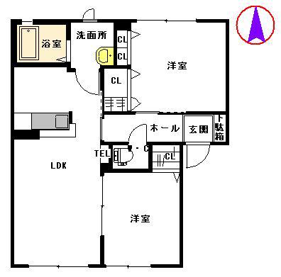 シャーメゾン ルミエール II棟(2LDK/1階)の間取り写真