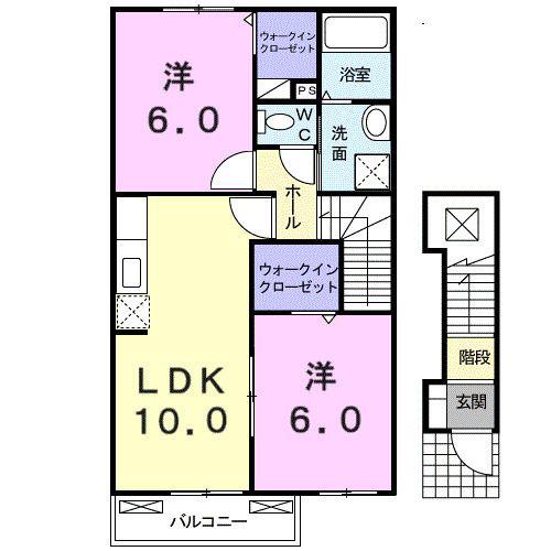 サンリット ハウスA(2LDK/2階)の間取り写真