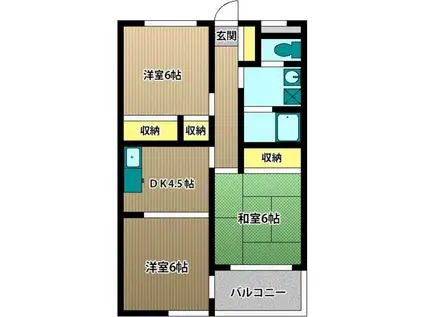 ライフパレス新浜(3DK/3階)の間取り写真