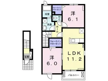 プリートI(2LDK/2階)の間取り写真