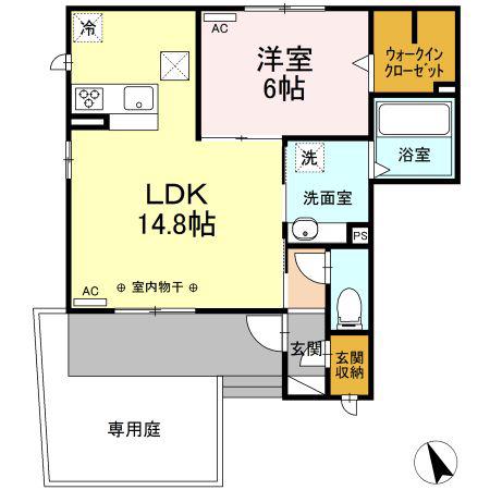 プリメーラ ウエスト(1LDK/1階)の間取り写真