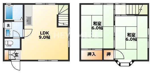ダムール田上(2DK/1階)の間取り写真