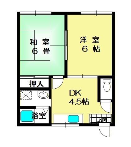 クレール行村(2DK/2階)の間取り写真