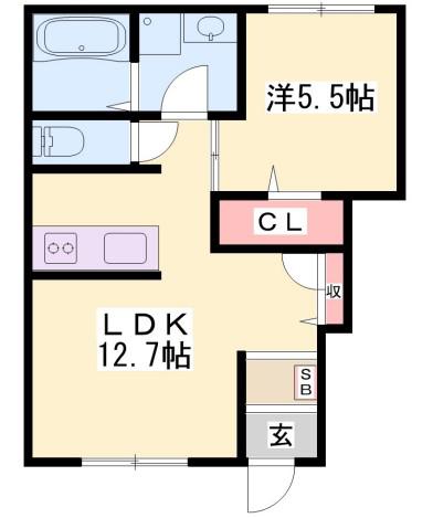 メイプルハイムA棟(1LDK/1階)の間取り写真