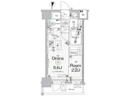 メイクス新中野アジールコート(1DK/8階)の間取り写真
