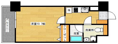 アクアシティ舟入中町(1K/2階)の間取り写真