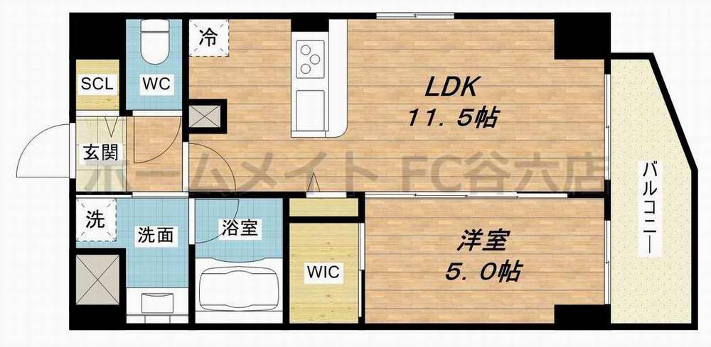 ルアナ北梅田(1LDK/1階)の間取り写真