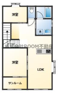ネストプレイス高木(2LDK/2階)の間取り写真