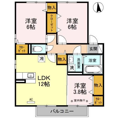 エスペランサリオC棟(3LDK/1階)の間取り写真