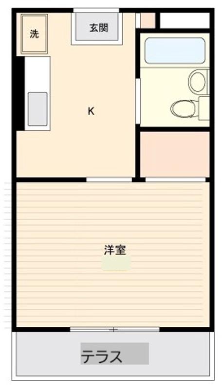 コーポカネイ第2(1K/1階)の間取り写真