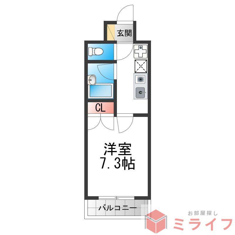 フォレスト今里(1K/3階)の間取り写真