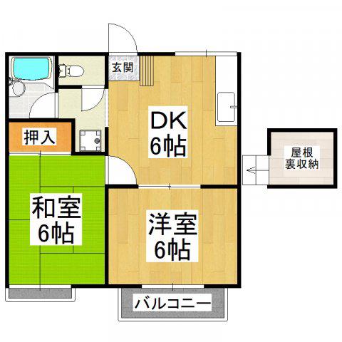パインリーフ泉ヶ丘3号館(2DK/2階)の間取り写真
