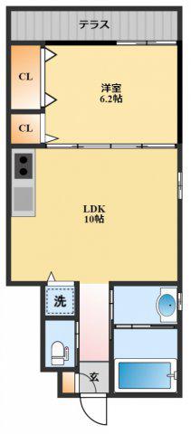 SS福田B(1LDK/1階)の間取り写真