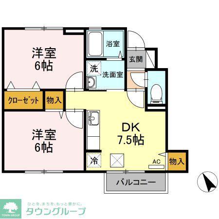カーサウィルモア(2DK/1階)の間取り写真