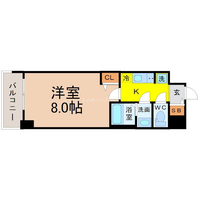 メイクス高岳(1K/11階)の間取り写真