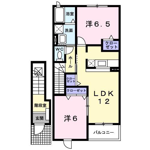 ジェルメ・ウエストI(2LDK/2階)の間取り写真