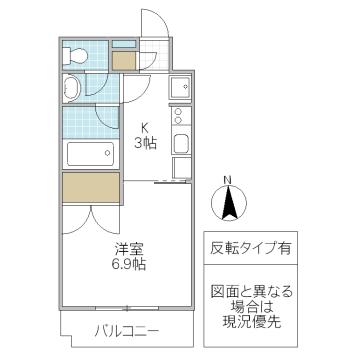 セピアコートつくば(1K/1階)の間取り写真