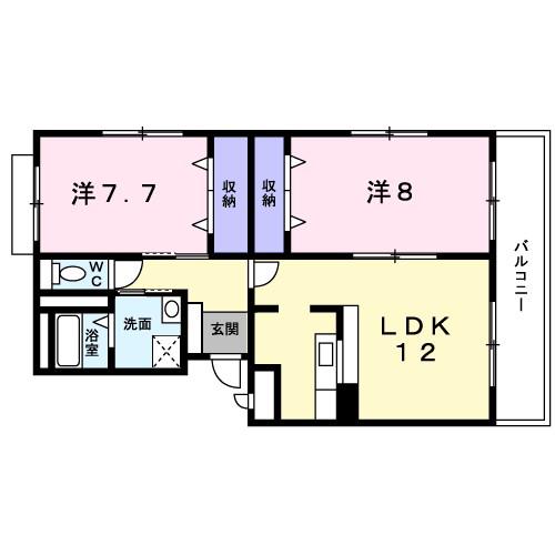 フォレスタフィウーメ(2LDK/1階)の間取り写真