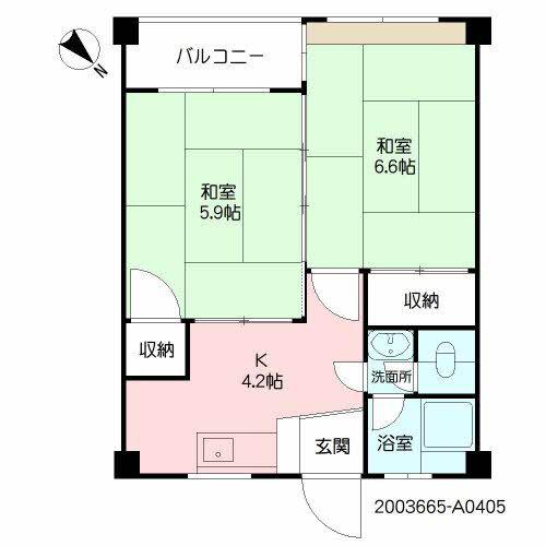 籠町ビル(2K/4階)の間取り写真