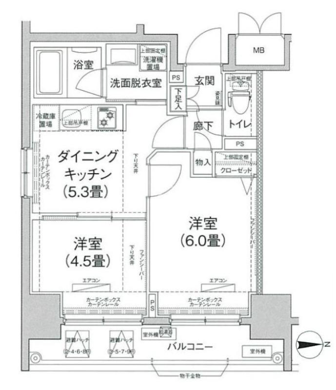 ルフレリバーサイド町屋(2DK/3階)の間取り写真