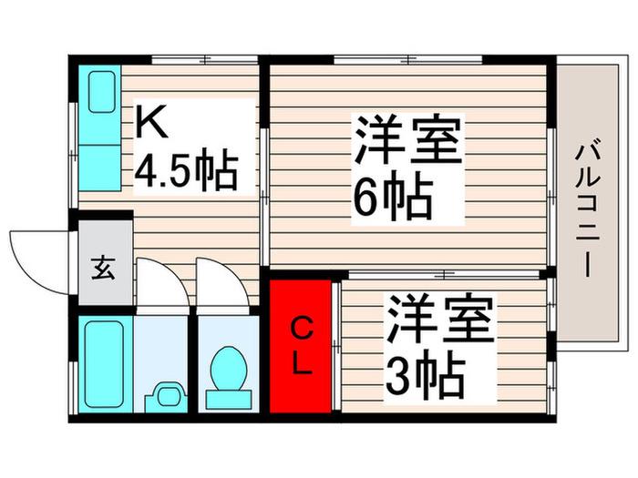 西新井ファニッシュメント(2K/3階)の間取り写真