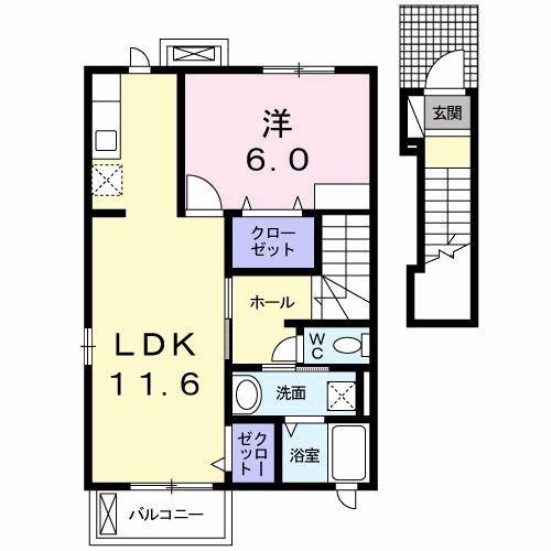グレース(1LDK/2階)の間取り写真