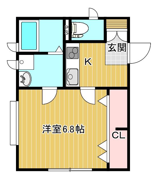 フレックスRA・NA(1K/1階)の間取り写真