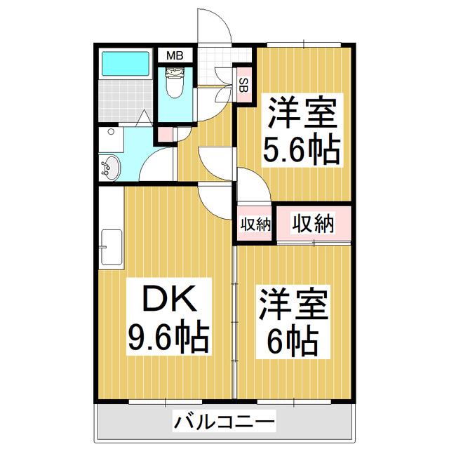 ハイツヒルトップ(2DK/2階)の間取り写真