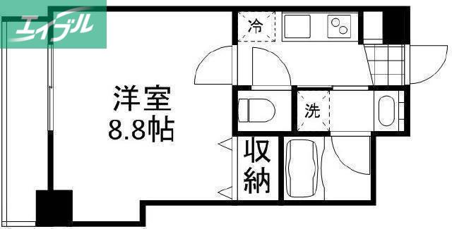 月光岡山市役所前(1K/2階)の間取り写真