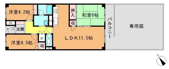 サニーハウス行徳(3LDK/1階)の間取り写真