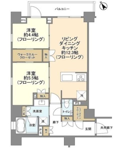 ピアース渋谷本町レジデンス(2LDK/3階)の間取り写真