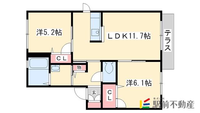 シャーメゾン和A棟(2LDK/2階)の間取り写真