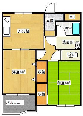 長堀マンション(2DK/3階)の間取り写真