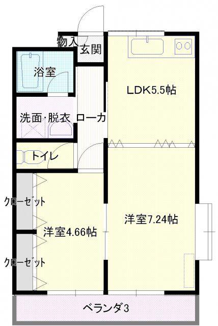 エーワイハイツ(1LDK/2階)の間取り写真