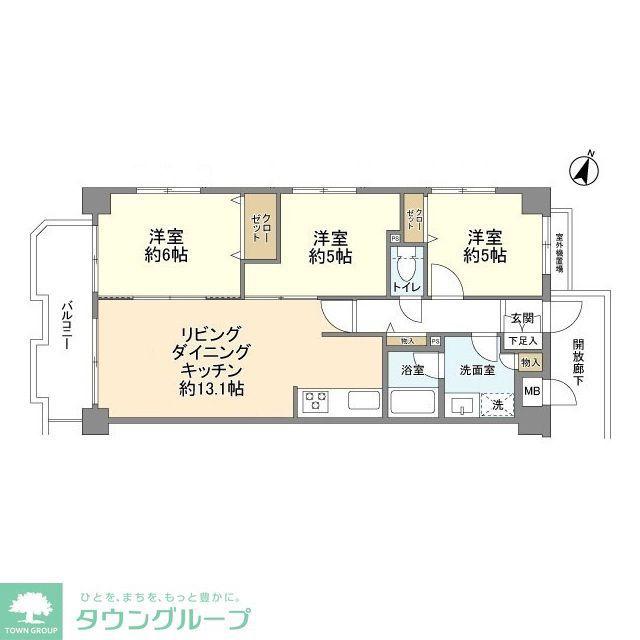 クレッセント大島(3LDK/8階)の間取り写真
