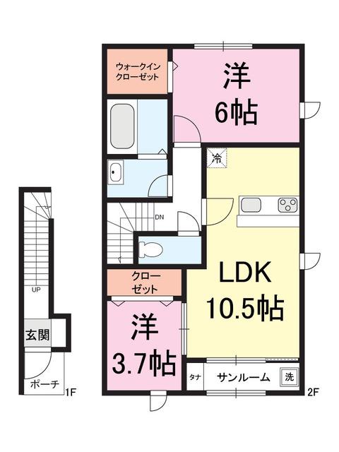 ロサージュ III(2LDK/2階)の間取り写真