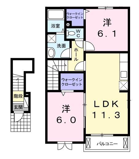 メリオル(2LDK/2階)の間取り写真
